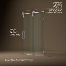 ArtifactsE 80-7/8'' H sliding shower door with 3/8''-thick glass - Polished Chrome - image 3