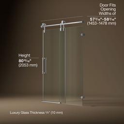 ArtifactsE 80-7/8'' H sliding shower door with 3/8''-thick glass - Polished Chrome - image 3