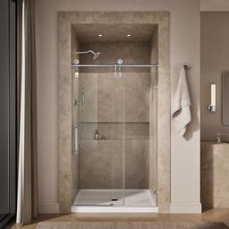 ArtifactsE 80-7/8'' H sliding shower door with 3/8''-thick glass - Polished Chrome - image 4