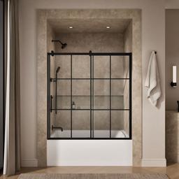 Kohler Rely 62-1/2'' H sliding bath door with 3/8''-thick glass - Matte Black - image 4