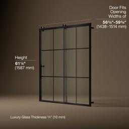 Kohler Rely 62-1/2'' H sliding bath door with 3/8''-thick glass - Matte Black - image 3