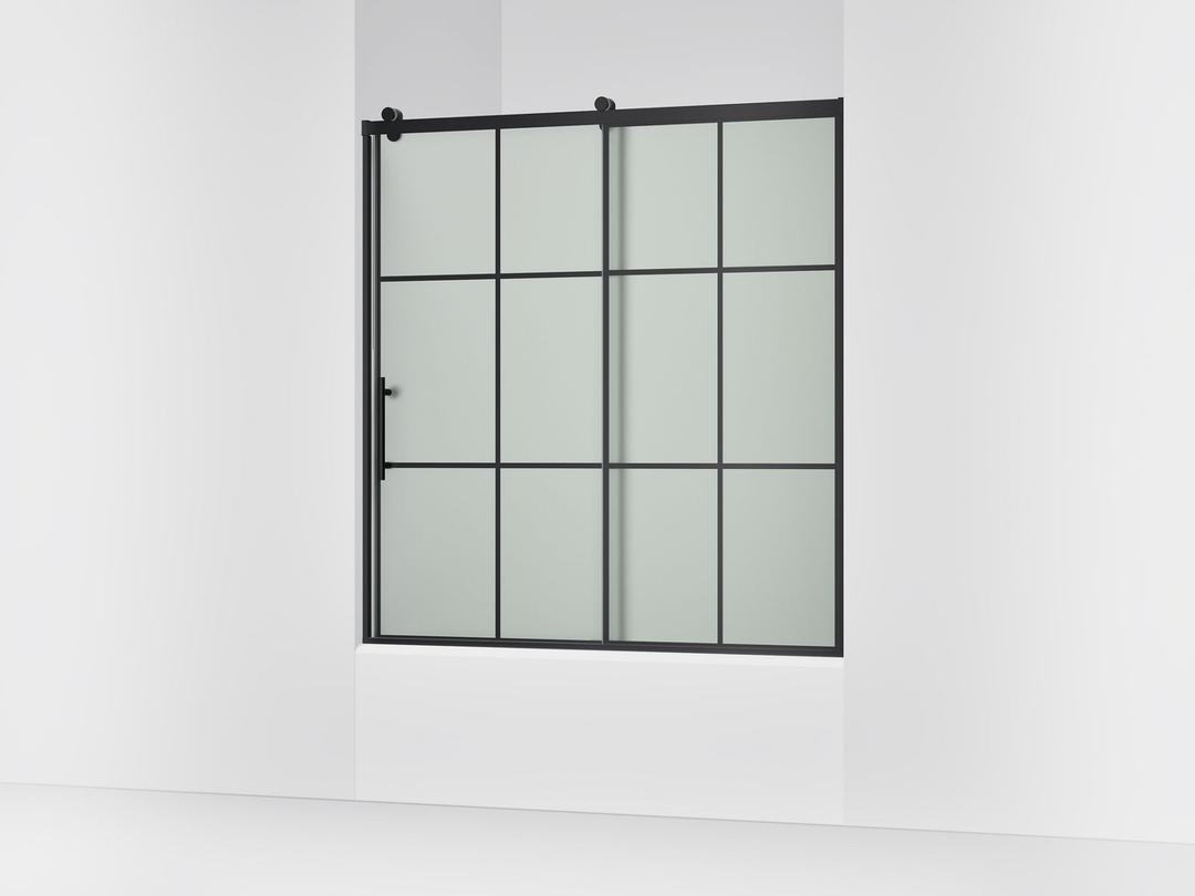 Kohler Rely 62-1/2'' H sliding bath door with 3/8''-thick glass - Matte Black by Kohler