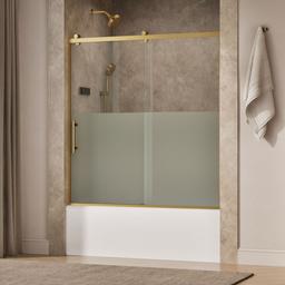Kohler Rely 62-1/2'' H sliding bath door with 3/8''-thick glass - Vibrant Brushed Moderne Brass - image 2