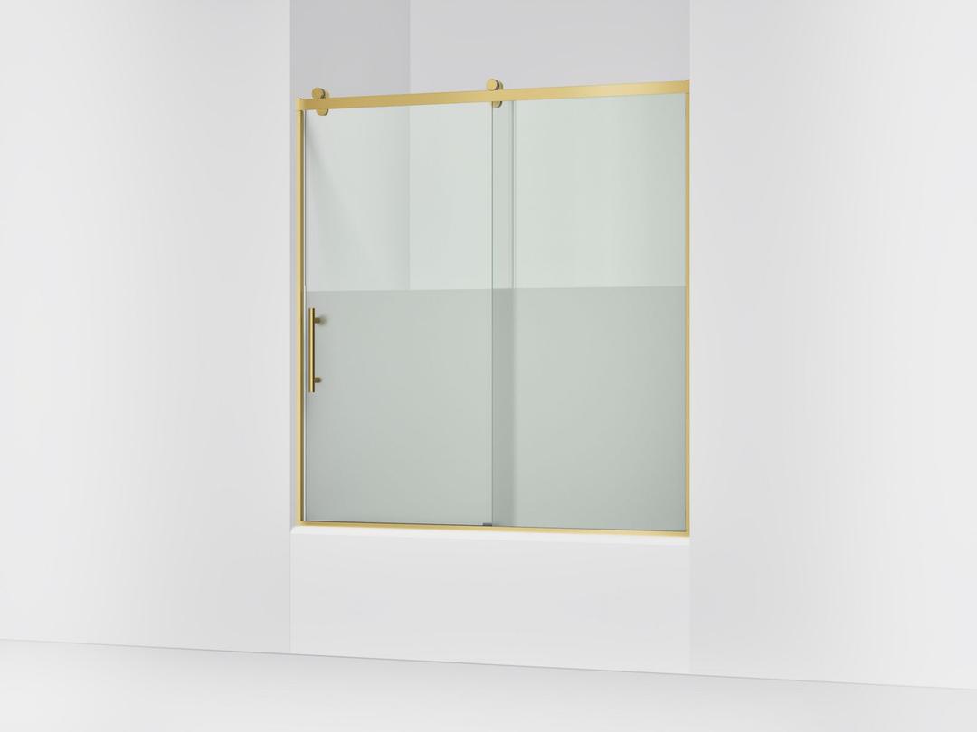 Kohler Rely 62-1/2'' H sliding bath door with 3/8''-thick glass - Vibrant Brushed Moderne Brass by Kohler