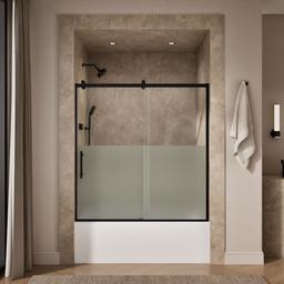 Kohler Rely 62-1/2'' H sliding bath door with 3/8''-thick glass - Matte Black - image 4