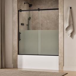 Kohler Rely 62-1/2'' H sliding bath door with 3/8''-thick glass - Matte Black - image 2