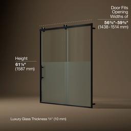 Kohler Rely 62-1/2'' H sliding bath door with 3/8''-thick glass - Matte Black - image 3