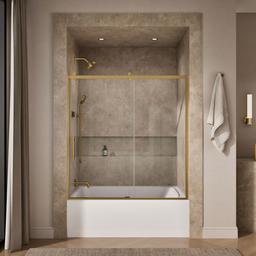 Kohler Rely 62-1/2'' H sliding bath door with 3/8''-thick glass - Vibrant Brushed Moderne Brass - image 4