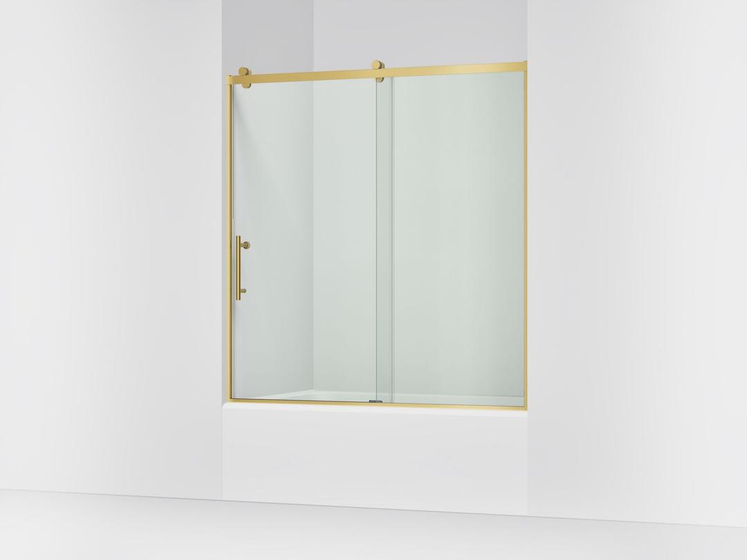 Kohler Rely 62-1/2'' H sliding bath door with 3/8''-thick glass - Vibrant Brushed Moderne Brass by Kohler