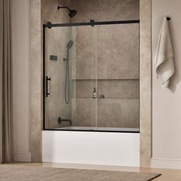 Kohler Rely 62-1/2'' H sliding bath door with 3/8''-thick glass - Matte Black - image 2