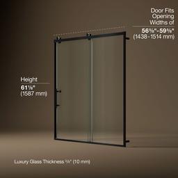 Kohler Rely 62-1/2'' H sliding bath door with 3/8''-thick glass - Matte Black - image 3