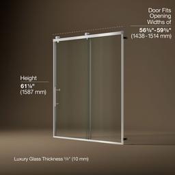 Kohler Rely 62-1/2'' H sliding bath door with 3/8''-thick glass - Bright Polished Silver - image 3