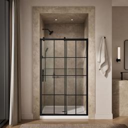 Kohler Rely 77'' H sliding shower door with 3/8''-thick glass - Matte Black - image 4