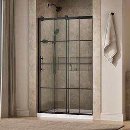 Kohler Rely 77'' H sliding shower door with 3/8''-thick glass - Matte Black - image 2