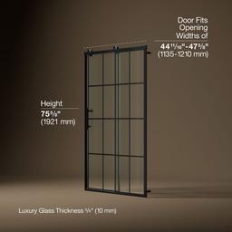 Kohler Rely 77'' H sliding shower door with 3/8''-thick glass - Matte Black - image 3