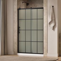 Kohler Rely 77'' H sliding shower door with 3/8''-thick glass - Matte Black - image 2