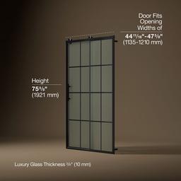 Kohler Rely 77'' H sliding shower door with 3/8''-thick glass - Matte Black - image 3