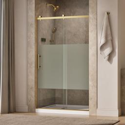 Kohler Rely 77'' H sliding shower door with 3/8''-thick glass - Vibrant Brushed Moderne Brass - image 2