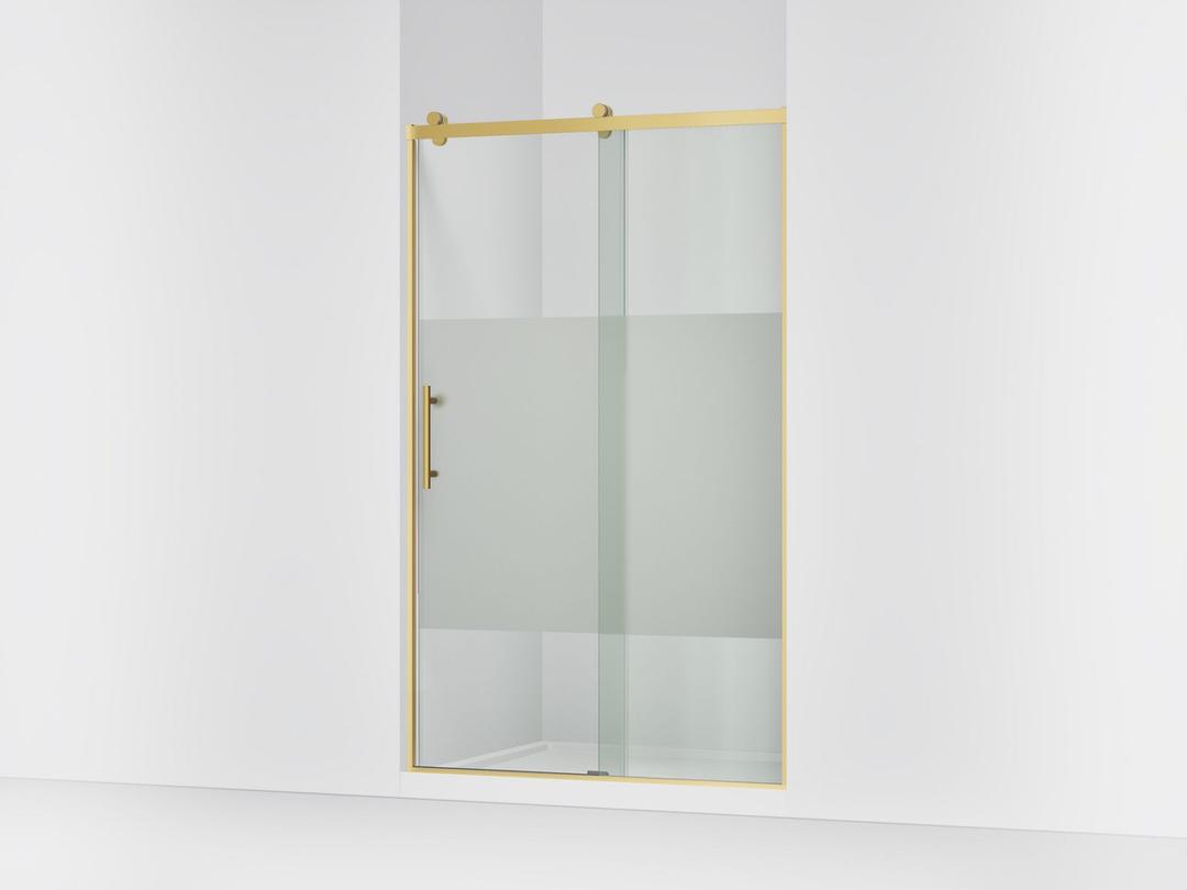 Kohler Rely 77'' H sliding shower door with 3/8''-thick glass - Vibrant Brushed Moderne Brass by Kohler