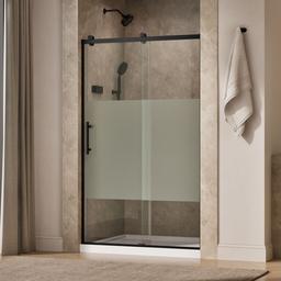 Kohler Rely 77'' H sliding shower door with 3/8''-thick glass - Matte Black - image 2