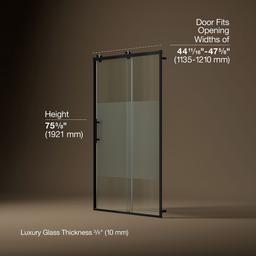 Kohler Rely 77'' H sliding shower door with 3/8''-thick glass - Matte Black - image 3