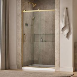 Kohler Rely 77'' H sliding shower door with 3/8''-thick glass - Vibrant Brushed Moderne Brass - image 2