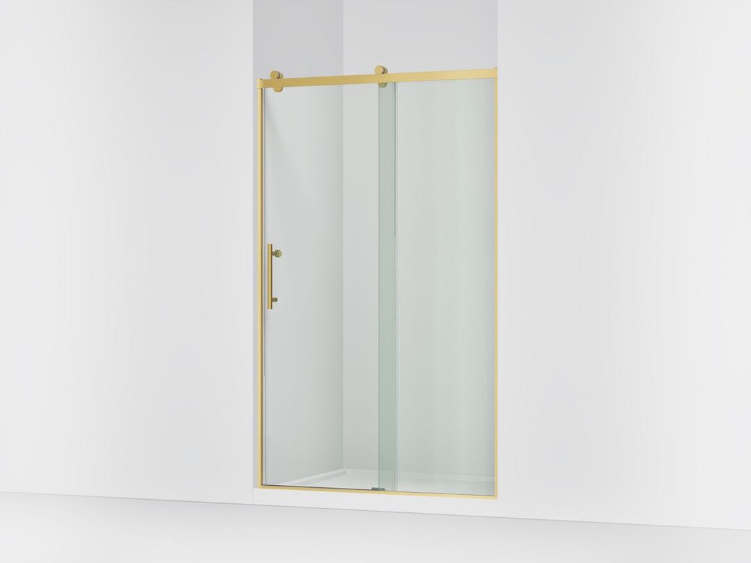 Kohler Rely 77'' H sliding shower door with 3/8''-thick glass - Vibrant Brushed Moderne Brass by Kohler