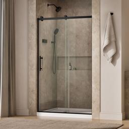 Kohler Rely 77'' H sliding shower door with 3/8''-thick glass - Matte Black - image 2
