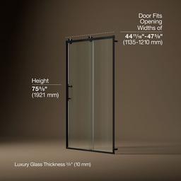 Kohler Rely 77'' H sliding shower door with 3/8''-thick glass - Matte Black - image 3