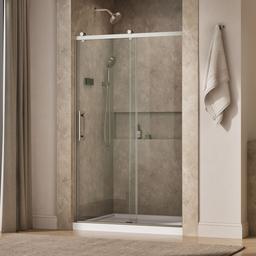 Kohler Rely 77'' H sliding shower door with 3/8''-thick glass - Anodized Brushed Nickel - image 2