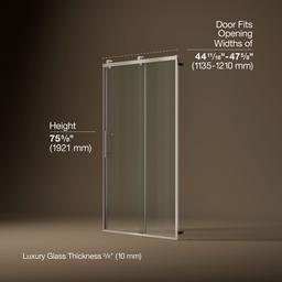 Kohler Rely 77'' H sliding shower door with 3/8''-thick glass - Anodized Brushed Nickel - image 3