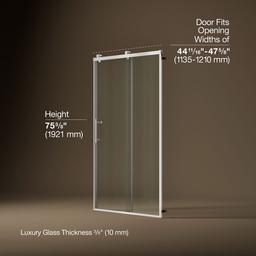 Kohler Rely 77'' H sliding shower door with 3/8''-thick glass - Bright Polished Silver - image 3