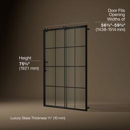 Kohler Rely 77'' H sliding shower door with 3/8''-thick glass - Matte Black - image 3