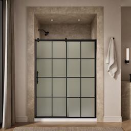 Kohler Rely 77'' H sliding shower door with 3/8''-thick glass - Matte Black - image 4