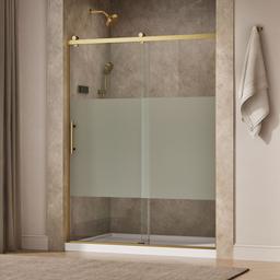 Kohler Rely 77'' H sliding shower door with 3/8''-thick glass - Vibrant Brushed Moderne Brass - image 2