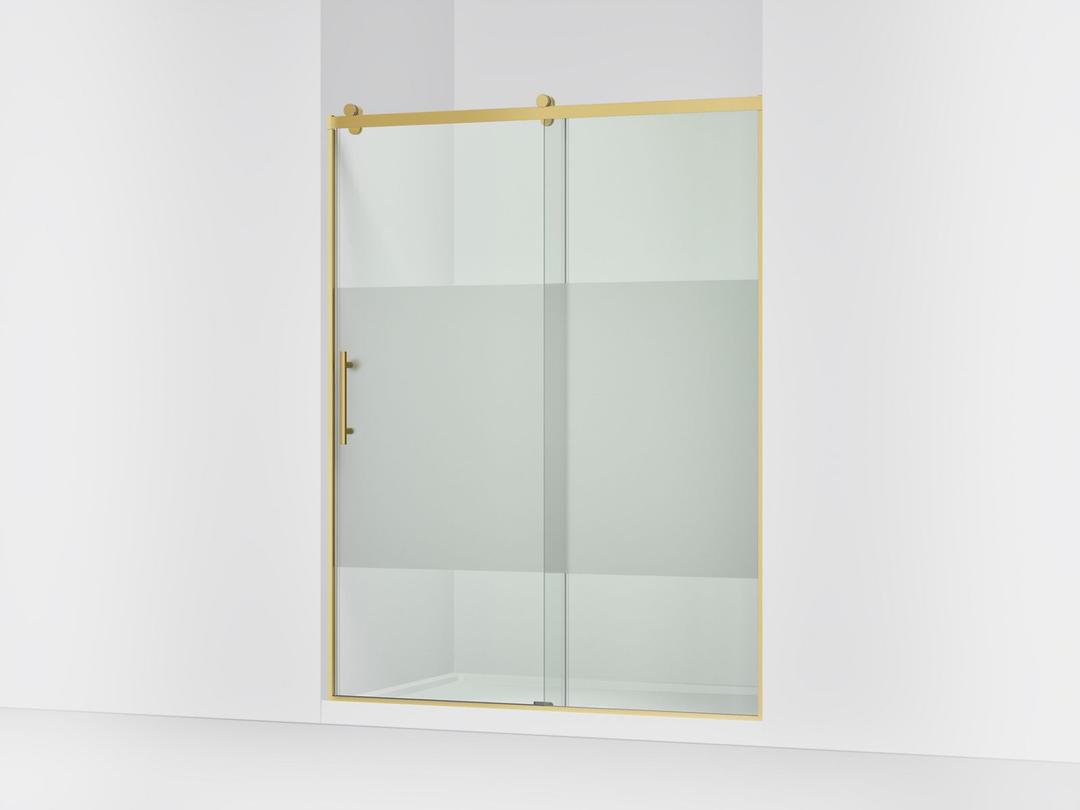 Kohler Rely 77'' H sliding shower door with 3/8''-thick glass - Vibrant Brushed Moderne Brass by Kohler