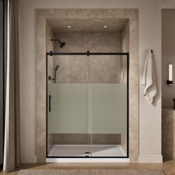 Kohler Rely 77'' H sliding shower door with 3/8''-thick glass - Matte Black - image 4