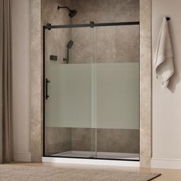 Kohler Rely 77'' H sliding shower door with 3/8''-thick glass - Matte Black - image 2