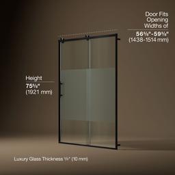 Kohler Rely 77'' H sliding shower door with 3/8''-thick glass - Matte Black - image 3