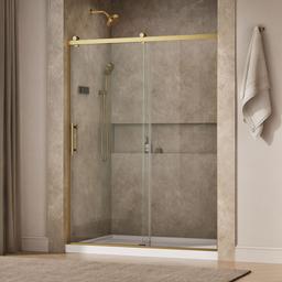 Kohler Rely 77'' H sliding shower door with 3/8''-thick glass - Vibrant Brushed Moderne Brass - image 2