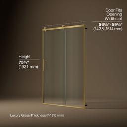 Kohler Rely 77'' H sliding shower door with 3/8''-thick glass - Vibrant Brushed Moderne Brass - image 3
