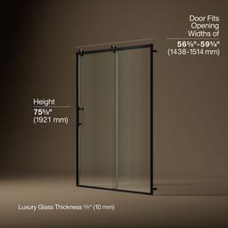 Kohler Rely 77'' H sliding shower door with 3/8''-thick glass - Matte Black - image 3