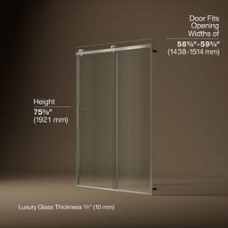 Kohler Rely 77'' H sliding shower door with 3/8''-thick glass - Anodized Brushed Nickel - image 3