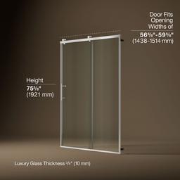 Kohler Rely 77'' H sliding shower door with 3/8''-thick glass - Bright Polished Silver - image 3