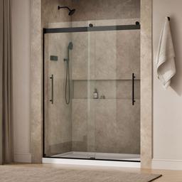 Kohler Levity Plus Frameless sliding shower door, 77-9/16'' H x 56-5/8 - 59-5/8'' W, with 5/16''-thick Crystal Clear glass - Matte Black - image 2