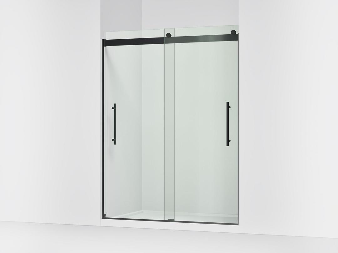 Kohler Levity Plus Frameless sliding shower door, 77-9/16'' H x 56-5/8 - 59-5/8'' W, with 5/16''-thick Crystal Clear glass - Matte Black by Kohler