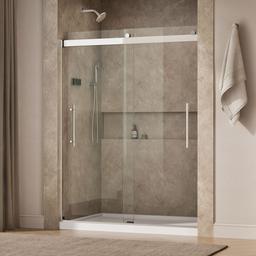 Kohler Levity Plus Frameless sliding shower door, 77-9/16'' H x 56-5/8 - 59-5/8'' W, with 5/16''-thick Crystal Clear glass - Bright Polished Silver - image 2