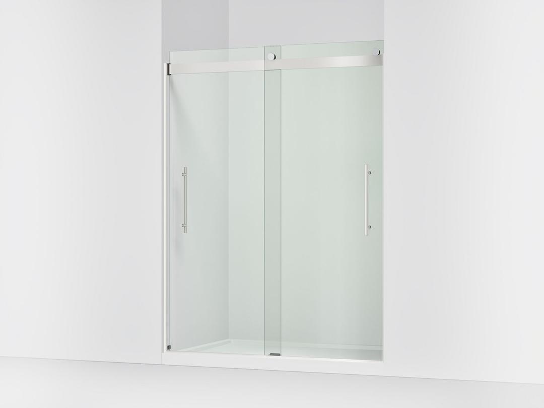 Kohler Levity Plus Frameless sliding shower door, 77-9/16'' H x 56-5/8 - 59-5/8'' W, with 5/16''-thick Crystal Clear glass - Bright Polished Silver by Kohler