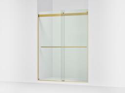 Kohler Levity Plus Frameless sliding shower door, 77-9/16'' H x 56-5/8 - 59-5/8'' W, with 5/16''-thick Crystal Clear glass - Vibrant Brushed Moderne Brass - image 1