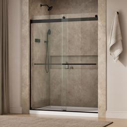Kohler Levity Plus Frameless sliding shower door, 77-9/16'' H x 56-5/8 - 59-5/8'' W, with 5/16''-thick Crystal Clear glass - Matte Black - image 2